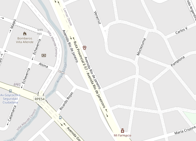 Map showing PowerPlus at Río de Janeiro 847, Villa Allende, Córdoba